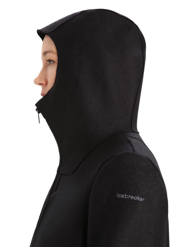Icebreaker îmbrăcăminte negru femei jachetă cu glugă din merinos din pâslă DL46T814