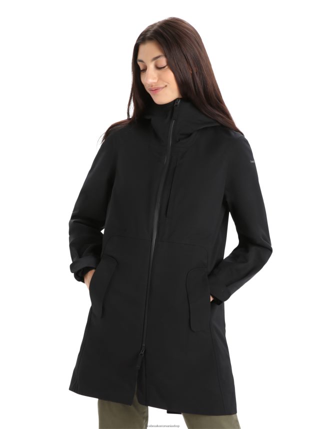 Icebreaker îmbrăcăminte negru femei parka city label shell+ merino 4 în 1 DL46T686