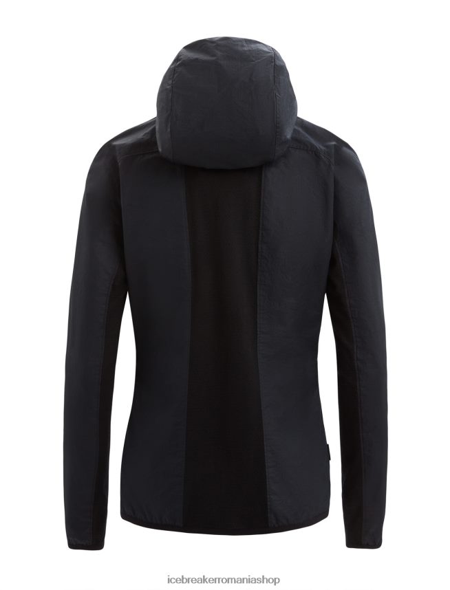 Icebreaker îmbrăcăminte negru femei shell+ jacket din bumbac merinos DL46T679