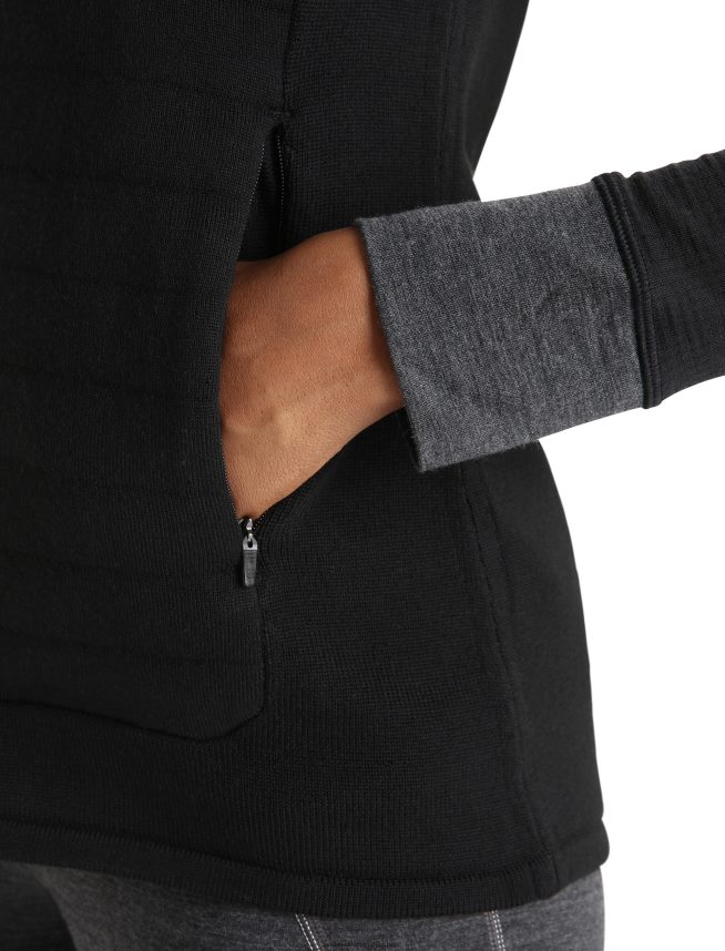 Icebreaker îmbrăcăminte negru femei vestă izolată zoneknit merinos DL46T684