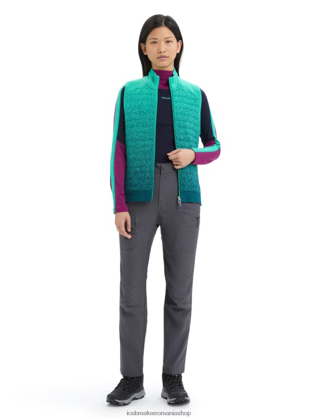 Icebreaker îmbrăcăminte proaspăt/verde glorie femei vestă izolată zoneknit merinos în adâncime DL46T682
