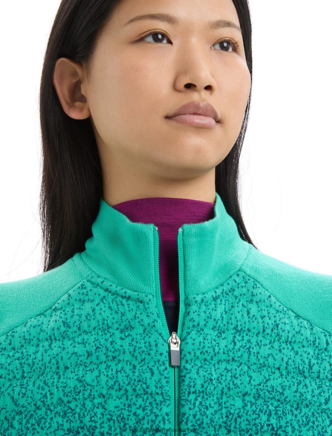 Icebreaker îmbrăcăminte proaspăt/verde glorie femei vestă izolată zoneknit merinos în adâncime DL46T682