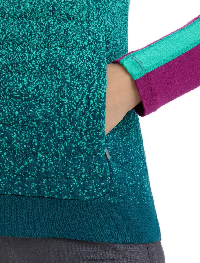 Icebreaker îmbrăcăminte proaspăt/verde glorie femei vestă izolată zoneknit merinos în adâncime DL46T682