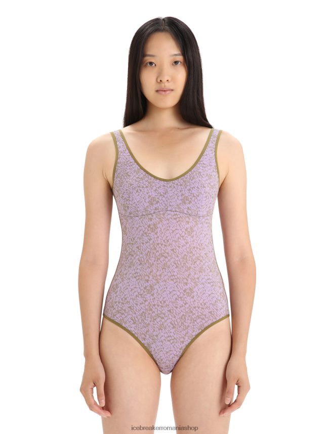 Icebreaker îmbrăcăminte alge/ceata violet femei body tank merino queens DL46T545