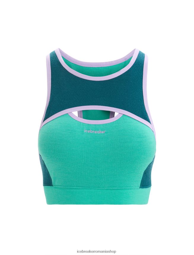 Icebreaker îmbrăcăminte proaspăt/verde glorie femei sutien sport zoneknit merinos DL46T541