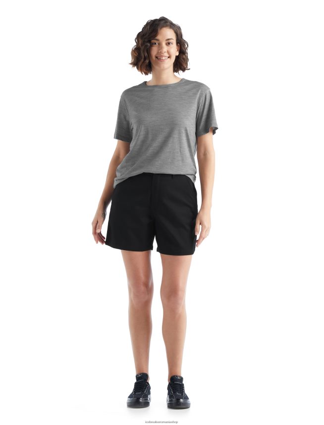 Icebreaker îmbrăcăminte negru femei pantaloni scurți din merino berlin DL46T923