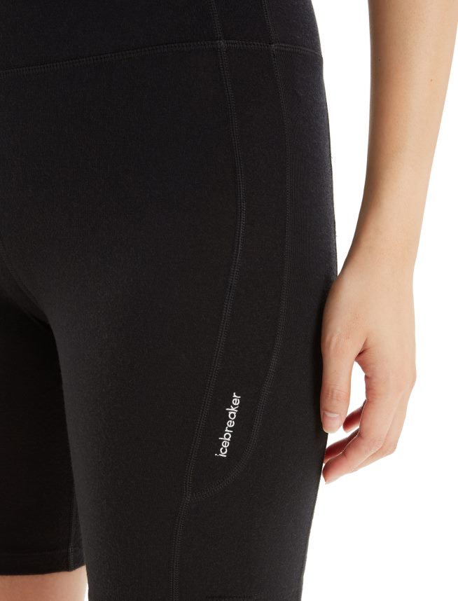 Icebreaker îmbrăcăminte negru femei pantaloni scurți din merino fastray cu talie mare DL46T742
