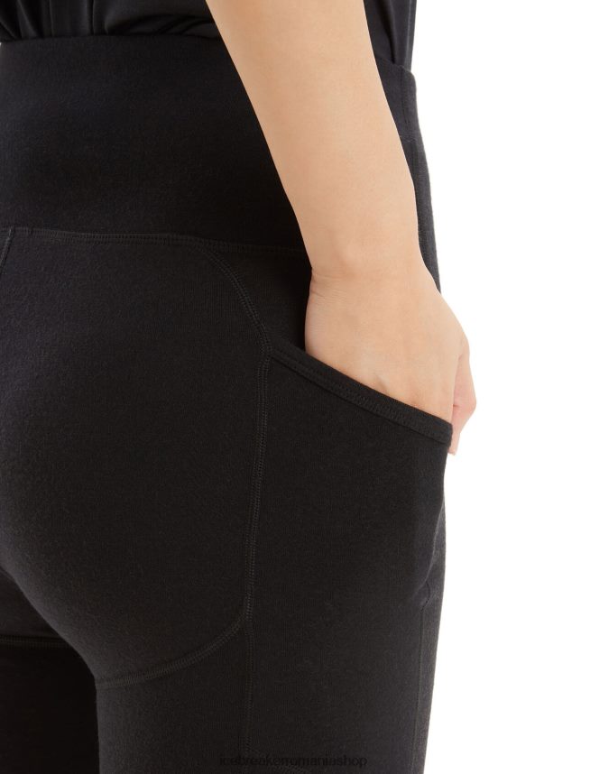 Icebreaker îmbrăcăminte negru femei pantaloni scurți din merino fastray cu talie mare DL46T742