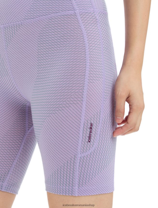 Icebreaker îmbrăcăminte privire mov/proaspătă femei merino fastray pantaloni scurți cu talie mare gridlines DL46T745