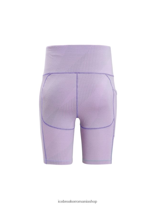 Icebreaker îmbrăcăminte privire mov/proaspătă femei merino fastray pantaloni scurți cu talie mare gridlines DL46T745