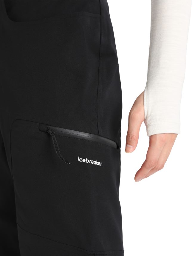 Icebreaker îmbrăcăminte negru femei coajă+ pantaloni merinos DL46T833