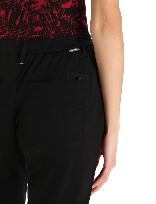 Icebreaker îmbrăcăminte negru femei pantaloni interlock merinofin DL46T748