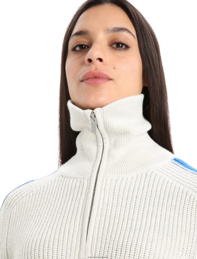 Icebreaker îmbrăcăminte ecru erica/lazurit femei pulover cu jumătate de fermoar cu mânecă lungă merino lodge DL46T838