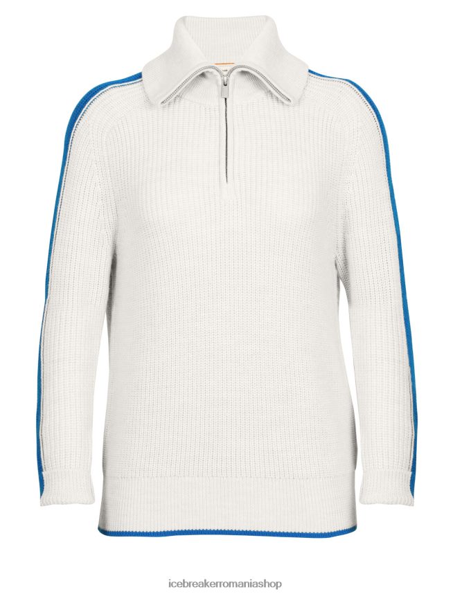 Icebreaker îmbrăcăminte ecru erica/lazurit femei pulover cu jumătate de fermoar cu mânecă lungă merino lodge DL46T838