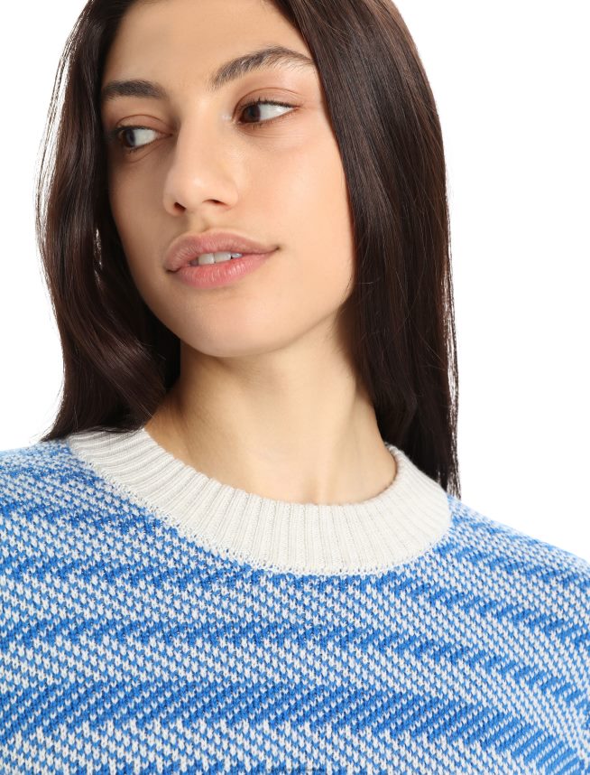 Icebreaker îmbrăcăminte ecru erica/lazurit femei pulover merino waypoint crewe DL46T824