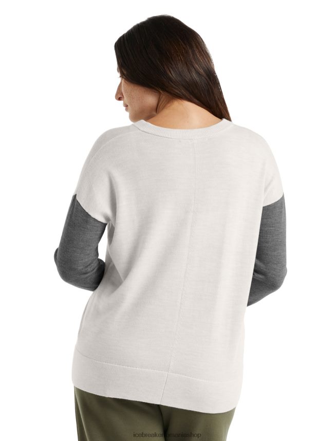 Icebreaker îmbrăcăminte ecru heather/gritstone heather femei pulover merino shearer cu decolteu în V DL46T875