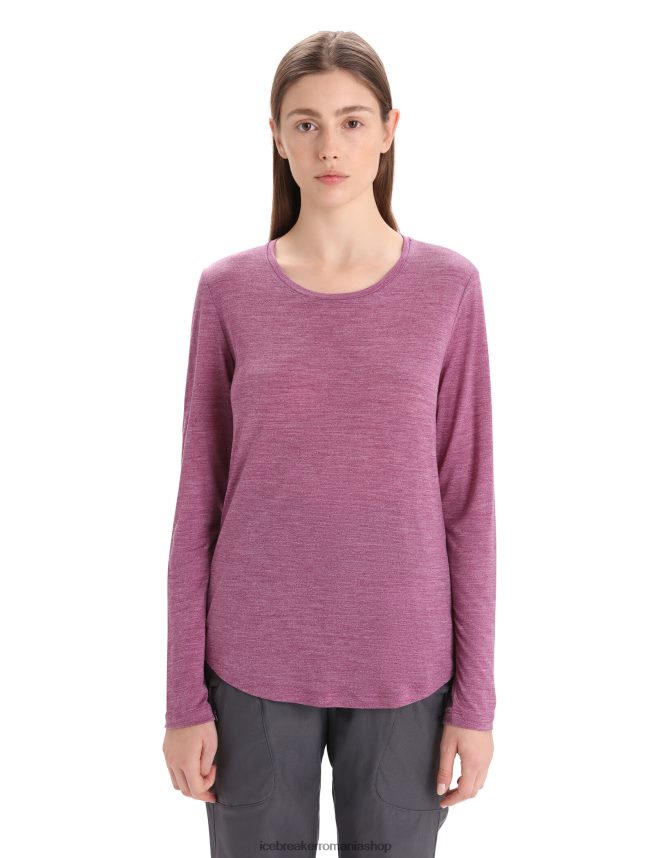 Icebreaker îmbrăcăminte du-te berry heather femei tricou cu mânecă lungă merino sphere ii DL46T691