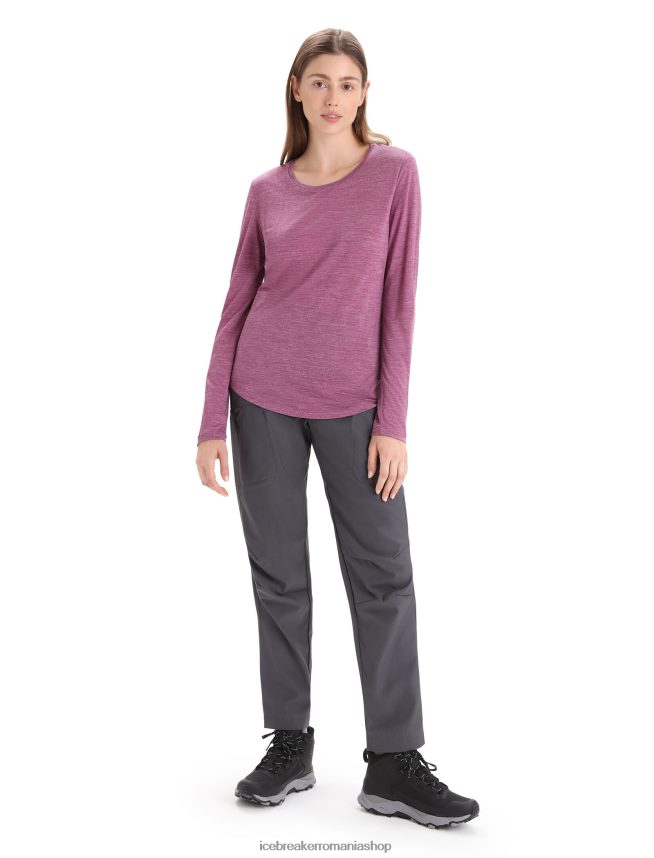 Icebreaker îmbrăcăminte du-te berry heather femei tricou cu mânecă lungă merino sphere ii DL46T691