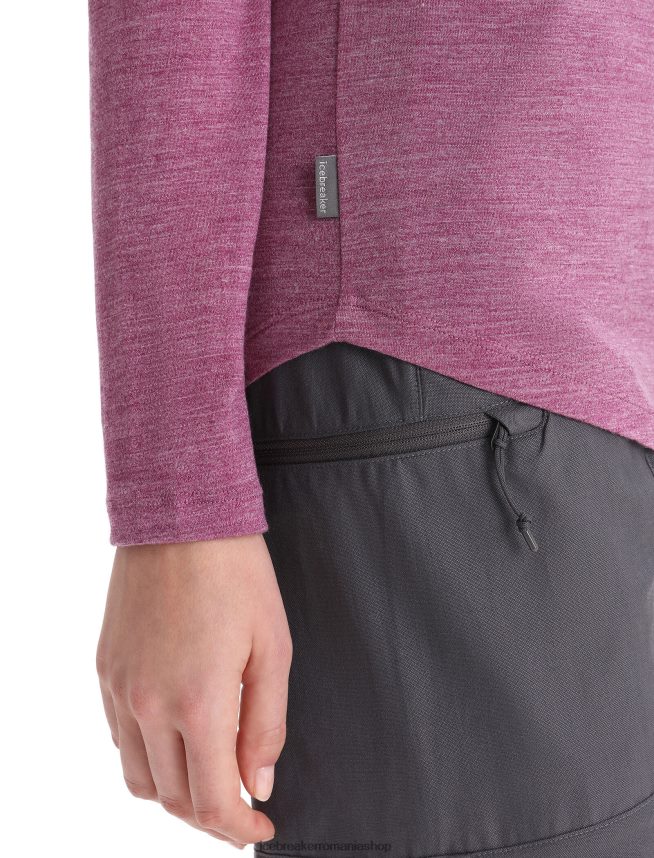 Icebreaker îmbrăcăminte du-te berry heather femei tricou cu mânecă lungă merino sphere ii DL46T691