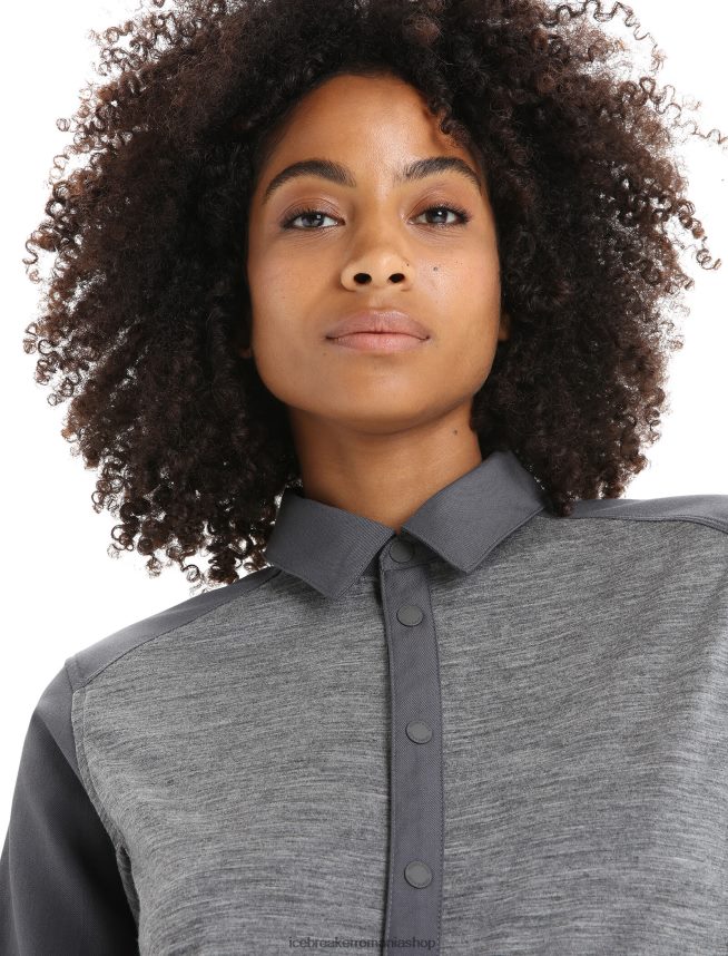 Icebreaker îmbrăcăminte gritstone heather/muson femei top cu mânecă lungă merino hike DL46T693