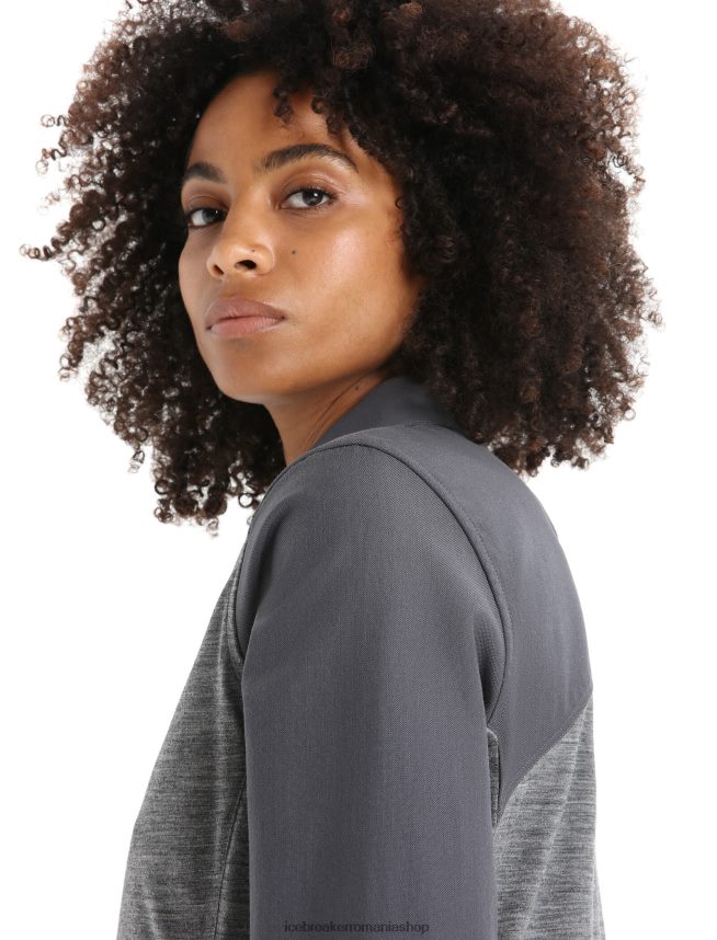 Icebreaker îmbrăcăminte gritstone heather/muson femei top cu mânecă lungă merino hike DL46T693