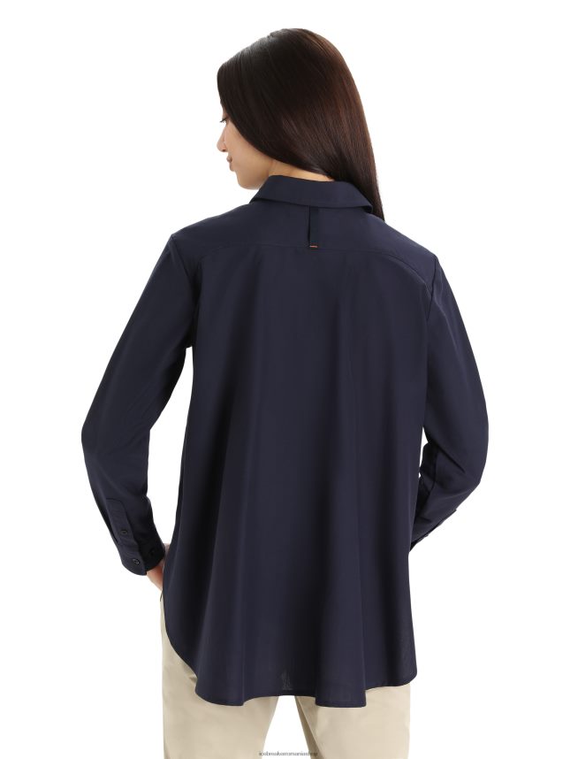 Icebreaker îmbrăcăminte marina de la miezul nopții femei cămașă cu mânecă lungă din merino berlin DL46T887