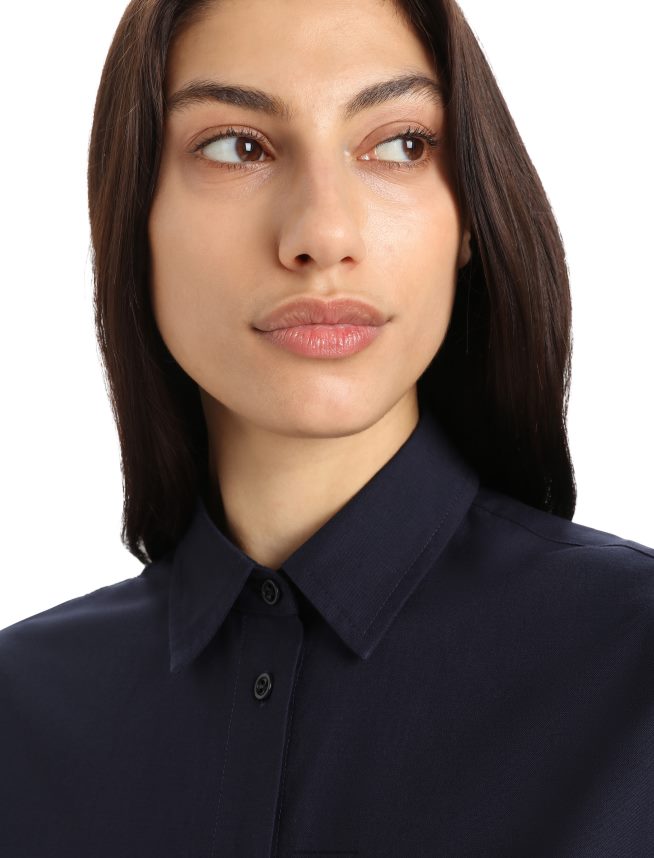 Icebreaker îmbrăcăminte marina de la miezul nopții femei cămașă cu mânecă lungă din merino berlin DL46T887