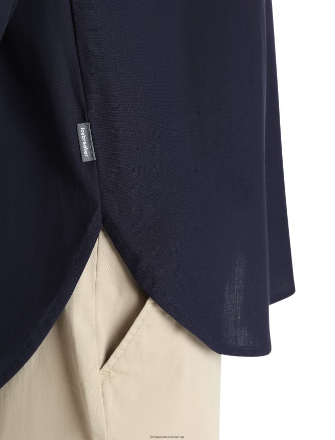 Icebreaker îmbrăcăminte marina de la miezul nopții femei cămașă cu mânecă lungă din merino berlin DL46T887