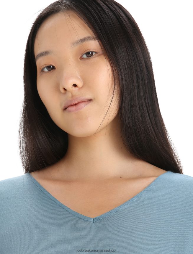 Icebreaker îmbrăcăminte albastru astral femei top reversibil cu mânecă scurtă din merino Drayden DL46T675