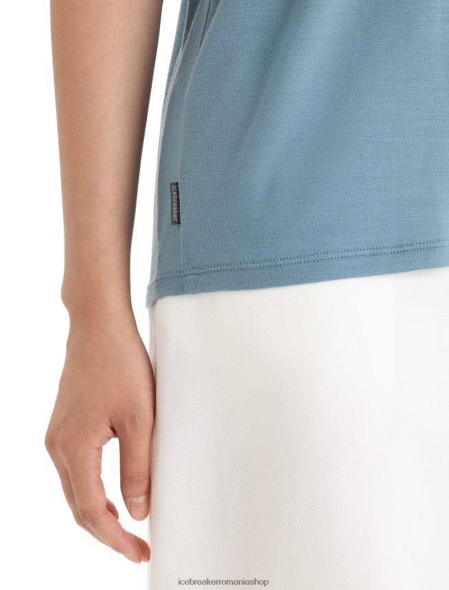 Icebreaker îmbrăcăminte albastru astral femei top reversibil cu mânecă scurtă din merino Drayden DL46T675