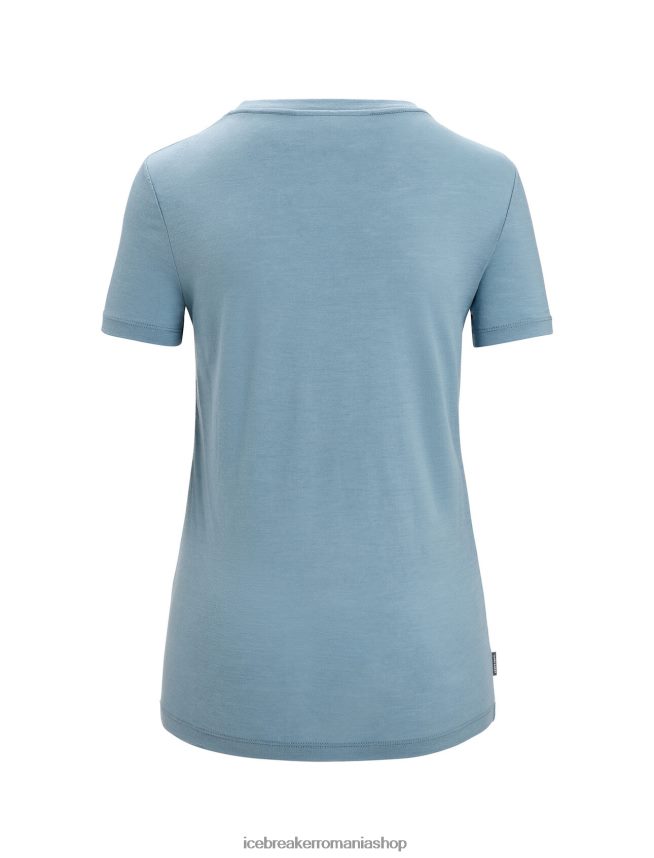 Icebreaker îmbrăcăminte albastru astral femei tricou cu mânecă scurtă merino tech lite ii cu linii reflectorizante DL46T627