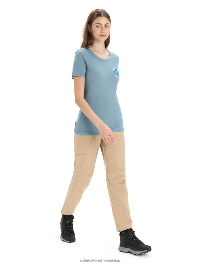 Icebreaker îmbrăcăminte albastru astral femei tricou cu mânecă scurtă merino tech lite ii earth DL46T670