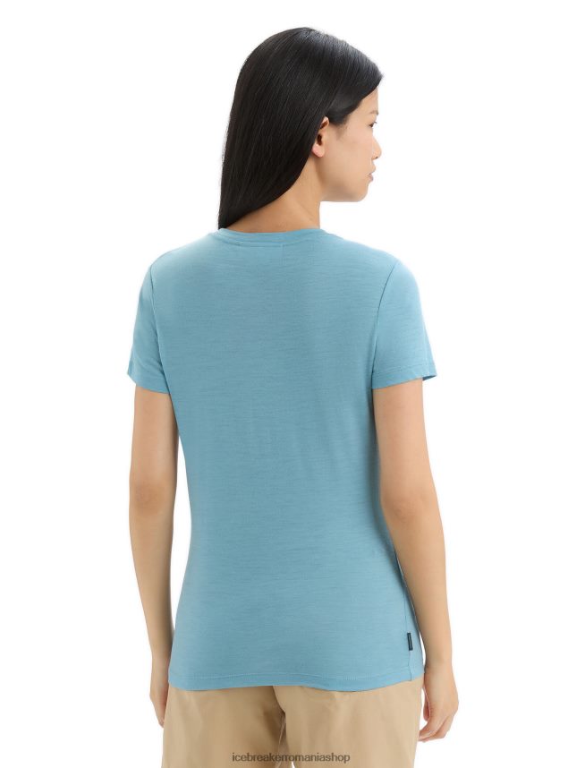 Icebreaker îmbrăcăminte albastru astral femei tricou cu mânecă scurtă merino tech lite ii wildflower bloom DL46T645
