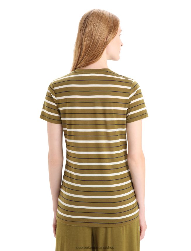 Icebreaker îmbrăcăminte alge/cretă femei tricou cu dungi cu mânecă scurtă merino wave DL46T636