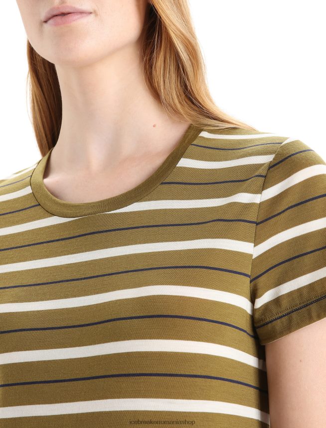 Icebreaker îmbrăcăminte alge/cretă femei tricou cu dungi cu mânecă scurtă merino wave DL46T636