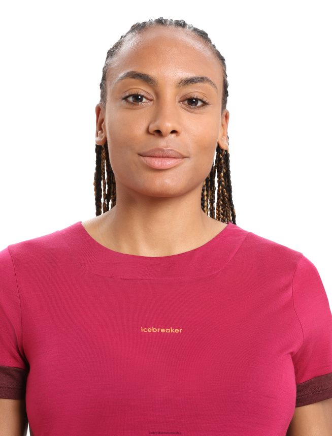 Icebreaker îmbrăcăminte cireșe/espresso femei tricou zoneknit merinos cu maneca scurta cu crapatura la spate DL46T799