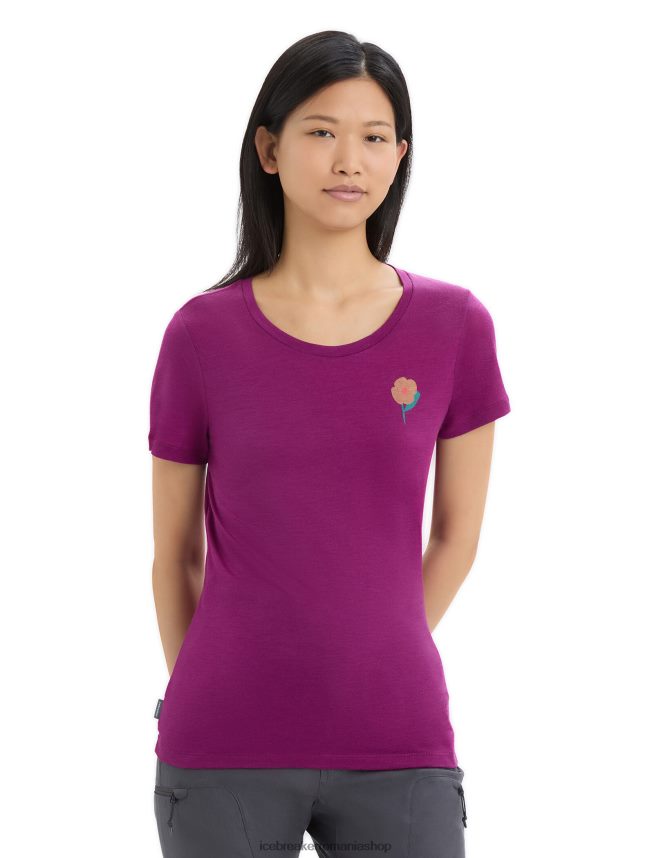 Icebreaker îmbrăcăminte du-te boabe femei tricou cu mânecă scurtă merino tech lite ii flori de primăvară DL46T622