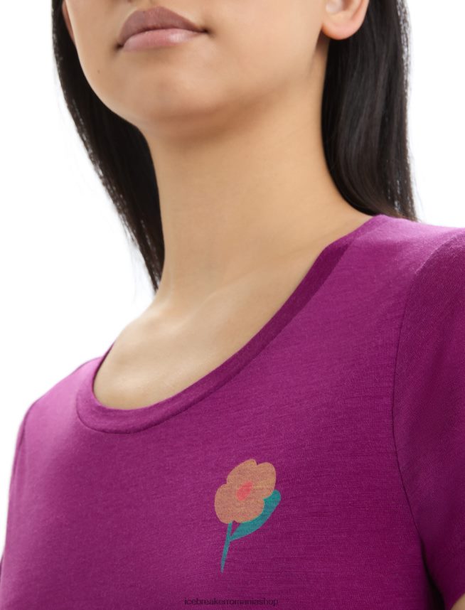 Icebreaker îmbrăcăminte du-te boabe femei tricou cu mânecă scurtă merino tech lite ii flori de primăvară DL46T622