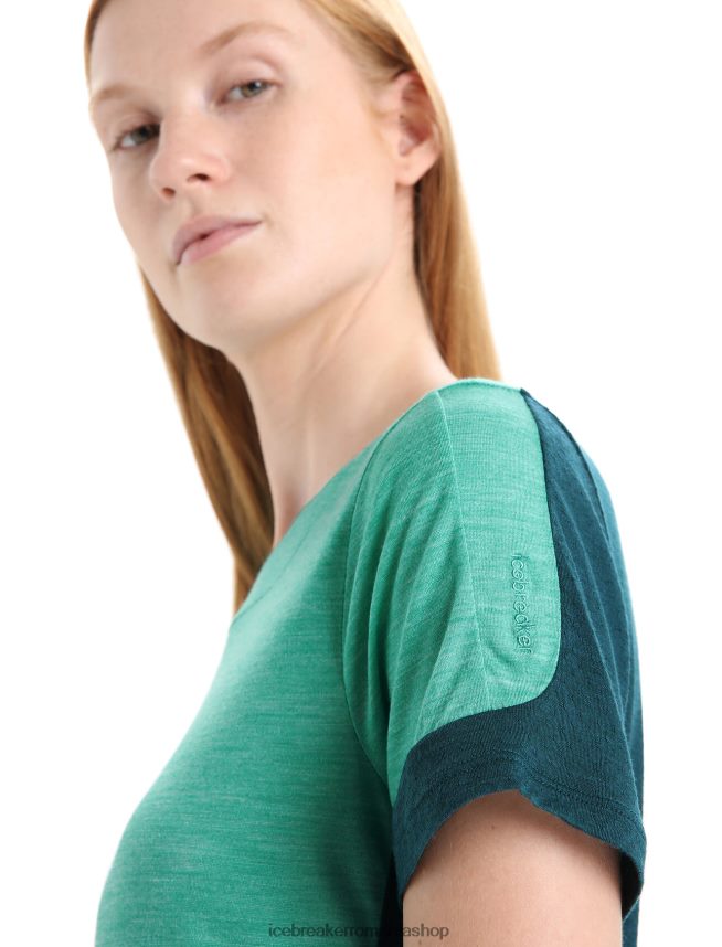 Icebreaker îmbrăcăminte erica proaspătă/verde glorie femei tricou zoneknit merinos cu maneca scurta DL46T658