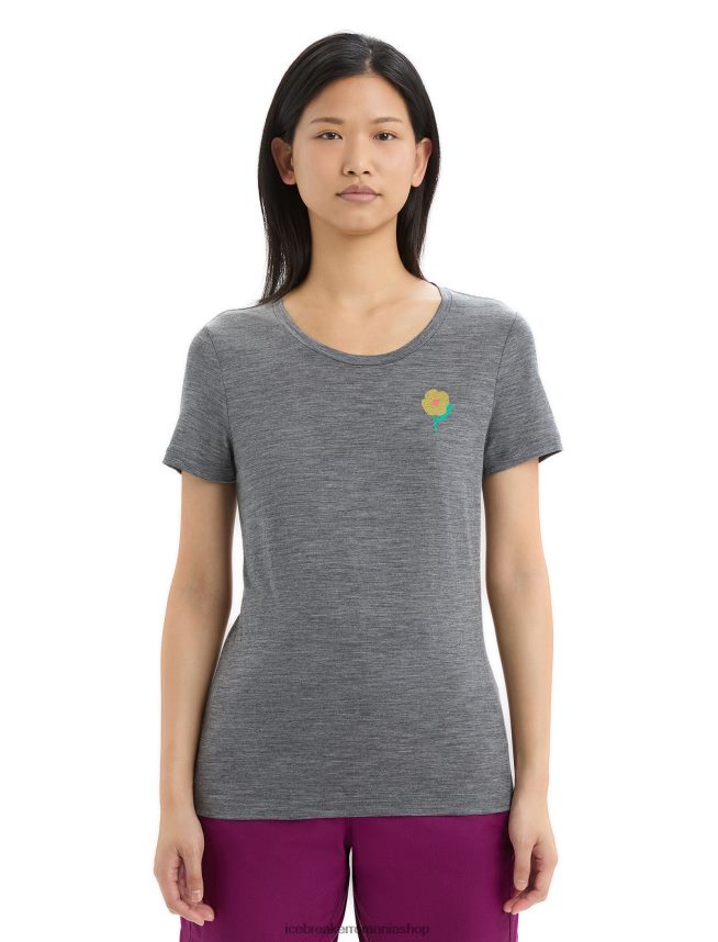 Icebreaker îmbrăcăminte gritstone heather femei tricou cu mânecă scurtă merino tech lite ii flori de primăvară DL46T623
