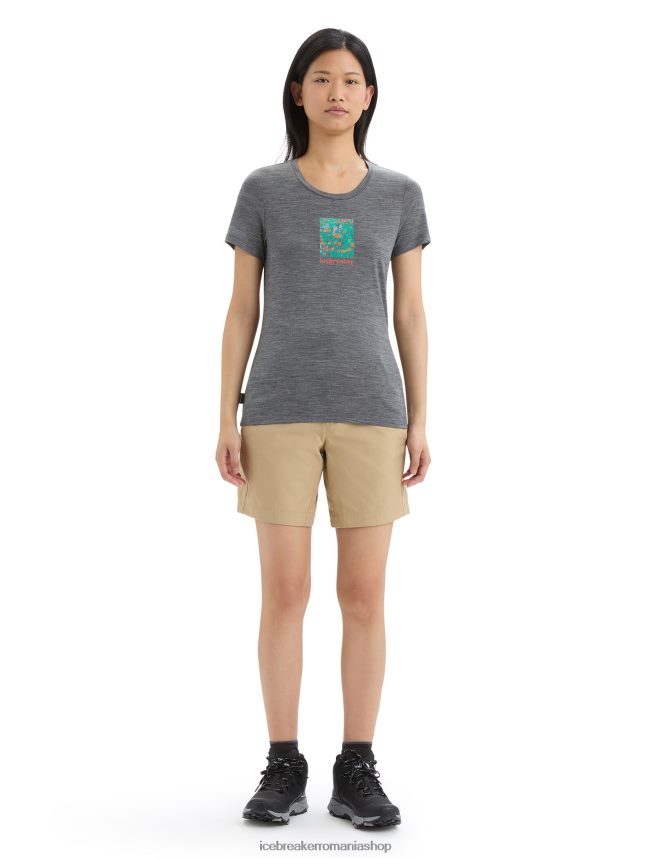 Icebreaker îmbrăcăminte gritstone heather femei tricou cu mânecă scurtă merino tech lite ii wildflower bloom DL46T646