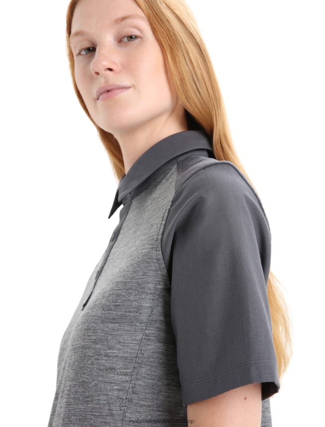 Icebreaker îmbrăcăminte gritstone heather/muson femei top cu mânecă scurtă merino hike DL46T650