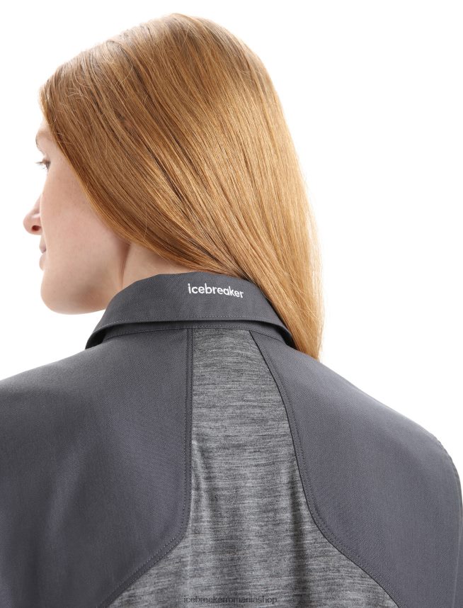 Icebreaker îmbrăcăminte gritstone heather/muson femei top cu mânecă scurtă merino hike DL46T650