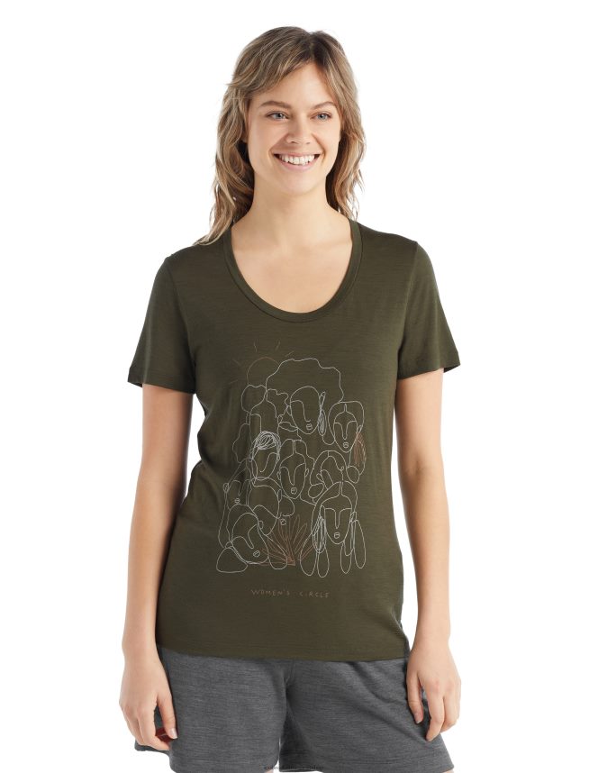 Icebreaker îmbrăcăminte loden femei tricou cu mânecă scurtă merino tech lite ii cerc DL46T929