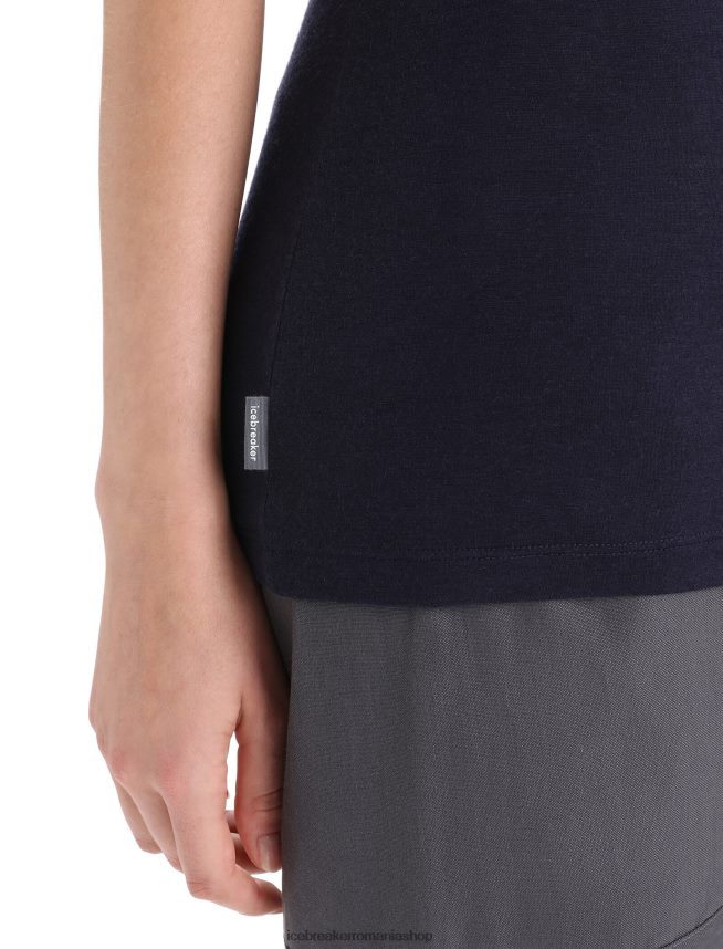 Icebreaker îmbrăcăminte marina de la miezul nopții femei merino tech lite ii tricou cu maneca scurta cadence paths DL46T634