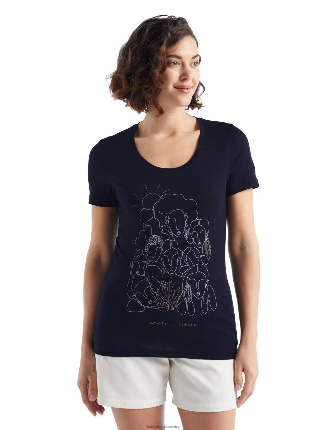 Icebreaker îmbrăcăminte marina de la miezul nopții femei tricou cu mânecă scurtă merino tech lite ii cerc DL46T930