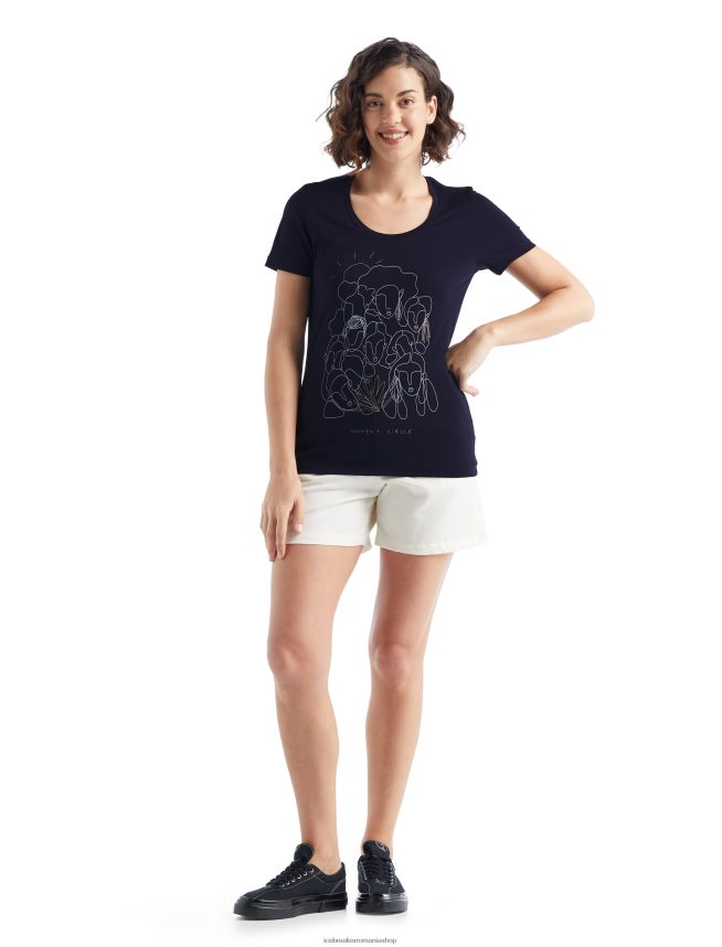 Icebreaker îmbrăcăminte marina de la miezul nopții femei tricou cu mânecă scurtă merino tech lite ii cerc DL46T930