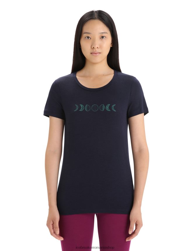 Icebreaker îmbrăcăminte marina de la miezul nopții femei tricou cu mânecă scurtă merino tech lite ii faza lunii DL46T615