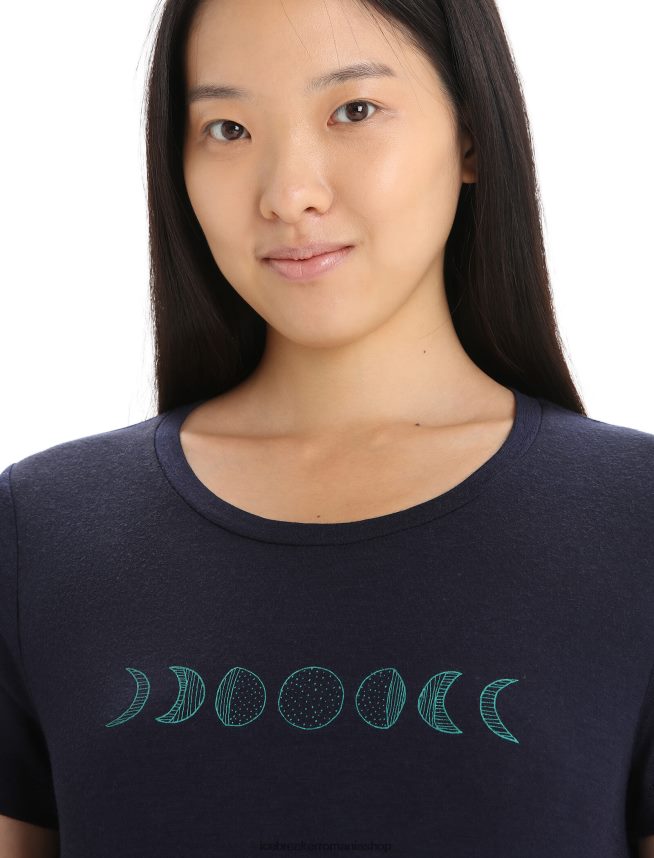 Icebreaker îmbrăcăminte marina de la miezul nopții femei tricou cu mânecă scurtă merino tech lite ii faza lunii DL46T615