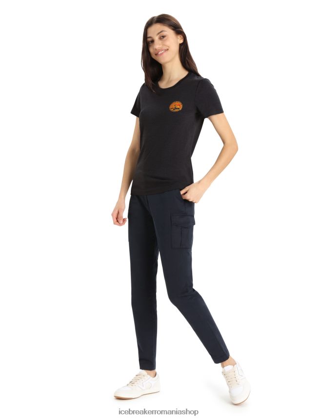 Icebreaker îmbrăcăminte negru femei merino central clasic tricou cu maneca scurta muta la munte natural DL46T831